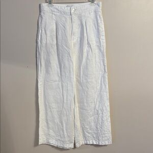 H by Halston White Wide Leg Linen Pants